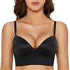 DOBREVA Donna Reggiseno Push Up Senza Ferretto Bralette Coppe Triangolo Nero 3AA
