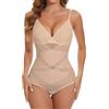 SHAPERIN Body Modellante Donna Pancia Piatta Body Dimagrante Snellente Shapewear Bodysuit con Scollo a V Faja Body Shaper, Beige Chiaro, XL