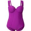 Ulla Popken Costume da Bagno con Coppe, Ferretto, nervature e Spalline Doppie Viola Bacca 54 836696822-54