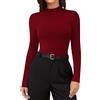 SHAPERIN Maglietta Dolcevita Donna Manica Lunga Top Aderente Collo Alto Camicetta Elegante Turtleneck Shirt, Vino Rosso, M