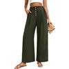 TOMEEK Pantaloni Donna Estivi Eleganti Comodi Larghi da Donna Casual Vita Alta Zampa Larga con Bottone e Tasche Leggero Fashion Gamba Spiaggia Pantaloni Baggy(Verde,S)