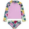Hurley Costume da bagno a 2 pezzi da ragazza a maniche lunghe Rash Guard, Rosa/Frutta, 8