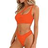 Lovelegis Costume Intero Donna - Monospalla - Sexy - da Bagno - Mare - Ragazza - Aperto sulla Pancia - Colore Rosso Bordeaux