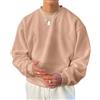 nicticsi Manica Lunga Sweatshirt da Uomo Senza Cappuccio Felpe a Girocollo Tinta Unita/Stampabili Pullover Polsini e Vita Elastici Top Basic Crewneck Sweatshirts Casual Sportivo Stile A Cachi M