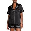 Victoria's Secret - Pigiama in raso a maniche corte con bottoni e pantaloncini, abbigliamento da notte per donna (XS-XXL), Logo nero (nuovo look), Taglia Large
