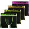 FREEGUN Boxer per bambini sportivi, pantaloni da ragazzo, ultra morbidi, traspiranti e confortevoli, confezione da 4, Nero/Giallo/Rosso/Rosa/Verde, 10-12 Anni