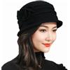 ITODA Donne Inverno Vintage Bowler Cappelli di Lana Chiesa Cloche Flapper Cappello da Festa di Felpa, Cappello Rotondo Elegante Berretto Chiesa per Signore Ragazze