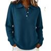 Generic Polo da donna classica con bottoni, tinta unita, maglione donna misto lana con scollo a V, maglia top autunno inverno