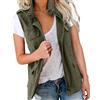 Imily Bela Gilet cargo da donna senza maniche parka giacca corta con tasche e coulisse primavera estate gilet capispalla, verde militare, XL
