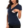Love2Mi Maglietta da donna a maniche corte per allattamento, con scollo a V, blu navy, L