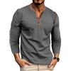 MakingDa Henley Maglia Uomo Manica Lunga Bottoni T Shirt Slim Muscle Fit Classic Vintage Maglietta a Maniche Lunghe Camicia Elasticizzata Leggera Casual Sportive Palestra