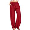 HAOLEI Pantaloni Lino Donna Curvy Pantaloni Donna Estivi Casual Cotone e Lino Lunghi Larghi con Gamba Dritta Elastica con Coulisse Vita Alta Pantalone Elegante Tinta Unita Pants con Tasche per Ladies