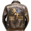 HiFacon Made in Heaven Bomber Air Force Flight Giacca in pelle marrone, Marrone - Pelle, 4XL
