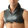 QiaTi Canottiera da uomo in pelle con lacci in pelle senza maniche collo rotondo da uomo in ecopelle gilet canottiere rave danza, 9#nero, L