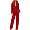 Yekdmxop Tailleur Donna Eleganti Curvy Completo 2 Pezzi Pantaloni e Giacca Cerimonia Tuta Completa Elegante Business Completi di Pantalone e Blazer Maniche Lunghe Tinta Unita per Matrimoni e Feste