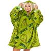 The Grinch Coperta Oversize con Cappuccio Grinch per Adulti | Pullover indossabile con Personaggio Animato Festivo da Uomo e Donna Unisex VUddie | Maglione Verde Taglia Unica con Tasca
