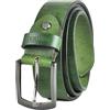 Zerimar Cinturón Piel de Hombre Vacuno | 34MM Ancho | Cinturón Hombre Cuero | Cinturón Hombre Hebilla | Cinturón Piel | Colore Verde | Taglia 120