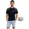 LOTTO Completo Uomo Sportivo - T-Shirt + Pantaloncino + Boxer - Completo Uomo Estivo in Cotone - Pigiama Uomo Corto Estivo - Pigiama Uomo Estivo