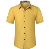 HISDERN Camicia Giallo da Uomo Camicia a Maniche Corte per Uomo Casual Estiva con Taschino sul Petto,XL