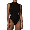 QKEPCY Body Donna senza Maniche Collo Alto Bodysuit Modellante Contenitivo Skims Bodysuit Elegante Outfit Estivi Abbigliamento Quotidiano moda Attillato Comodo