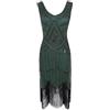 MODSGUE Vestito da donna anni '20 con paillettes anni '20, costume da fiocco, per feste di Halloween, Carnevale, abito da sera, verde, XXL