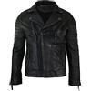 Infinity Leather Infinity Giacca Aderente da Uomo in Vera Pelle e Zip Laterale Biker Retro Vintage