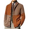 LOIJMK Knitted_Sweater Herren Revers mit KnöPfen Kontrast Farbe Cardigan Herren GrößEn Strickoberteil bequem weicher Thermal Oberbekleidung Autunno/Inverno Nordisches LäSiges