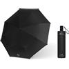 Ambra UV PROTECTION Ambra UV: ombrello automatico con protezione UV. Ombrello tascabile antivento per pioggia e sole. Nero