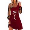 Generico Vestito Natale Donna Abito con Natalizio Stampa Elegante Manica Lunga Vestiti al Ginocchio Inverno Abiti Natalizio da Party Festa Cocktail Vestito Abito da Sera Vestiti Natale Donna