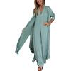 Generic Nero Spesso Donne Estate Casual Tinta Unita Manica Lunga Vent Maxi Lose Cardigan Boho Spiaggia Abito Lungo Estivo con Cappotto Lungo Oversized Cappotto Donne, Blu, l