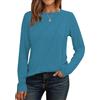 Cuptacc Maglietta Donna a Maniche Lunghe Collo Rotondo 2025 Moda Camicetta Monocolore Primavera Top con Pieghe Camicia Chic