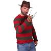 MIMIKRY Freddy Krueger Costume da maglione con lame, guanto, cappello Fedora, Halloween, horror killer, Marrone/Rosso/Verde, S/M
