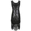 Grouptap Abito da Sera Scintillante di Art Deco Nero di Gatsby Flapper Anni '20 per Le Donne 1920, Cocktail Party Vintage Paisley (Nero, EU 36)
