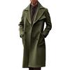VEMOW Trench Coat per Uomo con Colletto a V, Doppio Bottonaggio e Peacoat, Blend di Lana e Casual, Lunghe Overcoat, Inverno Trend(Green, L)