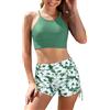 SHEKINI Costume da bagno da donna a 2 pezzi, Bikini con spalline incrociate, controllo della pancia, lato farfalla, slip, S