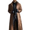 Suncolour Giacche in Pelle Nera da Uomo Cappotti Lunghi in Pelle da Uomo Classic Biker Faux Slim Fit Moto Cappotto Lungo