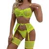 Aranmei Lingerie Sexy da Donna 4 Pezzi Set Esotico Strappy Lingerie con Reggicalze in Pizzo con Ferretto Reggiseno e Slip Set