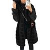 Vagbalena Cappotto Donna in Lana Felpata con Cappuccio Giacca Lunga Inverno Casual in Pile Finto Montone Cappotto con Cappuccio Giacca Lunga Calda Cardigan Pelliccia Finta Peluche Giacca (Nero,3XL)
