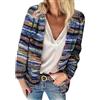 Goolecrimp Cardigan Casual colorato da Donna Primavera Transizione Giacca in Maglia Patchwork a Righe Vintage Leggero Moda Confortevole Cardigan Allentato (Blu,L)