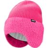 ATNKE Maglia Beanie Cappello con Paraorecchie per Uomo e Donna, Elasticizzato Spesso Caldo Pile Foderato Usato Tutti Giorni Inverno Morbido con Risvolto Lana Teschio Berretto Regali/Rose Red