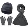 KRIPINC Set Cappello Sciarpa Guanti Uomo, Set 3 in 1 con Sciarpa e Berretto Uomo e Guanti Termici Touch Screen, Idee Regalo Ragazzo per Natale e Compleanno (Stile A, Grigio)