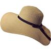 Generisch Cappello da sole da donna in paglia, con fiocco, tesa larga, cappello floppy, cappello da spiaggia pieghevole, da 57 a 58 cm, Colore 3, M