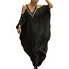 Lishengping Tunica da donna Caftan sciolto Beachwear Bikini Coprire Maxi Abito Kaftano turco Nero Taglia unica
