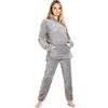 CityComfort Pigiama Donna Invernale in Pile Morbido Pigiama Set Caldo Pesante Pigiami con Cappuccio S-XL (M, Antracite)