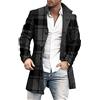 Vagbalena Giacca da Uomo Casual con Stampa Scozzese Monopetto Giacca da Tasca con Risvolto Cappotto da Marinaio di Media Lunghezza Giacca Lunga da Trench Scozzese Monopetto
