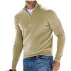 Letuwj Top Polo Manica Lunga Scollo a V Lana Pile Cerniera Uomo Casual, Albicocca, XL