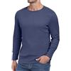 Hisir Maglietta da uomo a maniche lunghe, tinta unita, girocollo, termica, basica, blu navy, M
