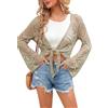 Saodimallsu Cardigan estivo da donna, scollo a V, stile boho, oversize, maniche lunghe, sexy, all'uncinetto, cardigan da spiaggia, bikini