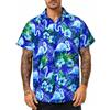 King Kameha Camicia Hawaiana Uomo a Maniche Corte, Flamingo-Flowers, Blu-Turchese, 6XL