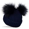 styleBREAKER Berretto Bimbi in Maglia con 2 PON PON e Interno in Pile | Berretto a coste con fodera termica isolante, 2-5 anni. Circonferenza 20 cm (estensibile 48-54 cm).